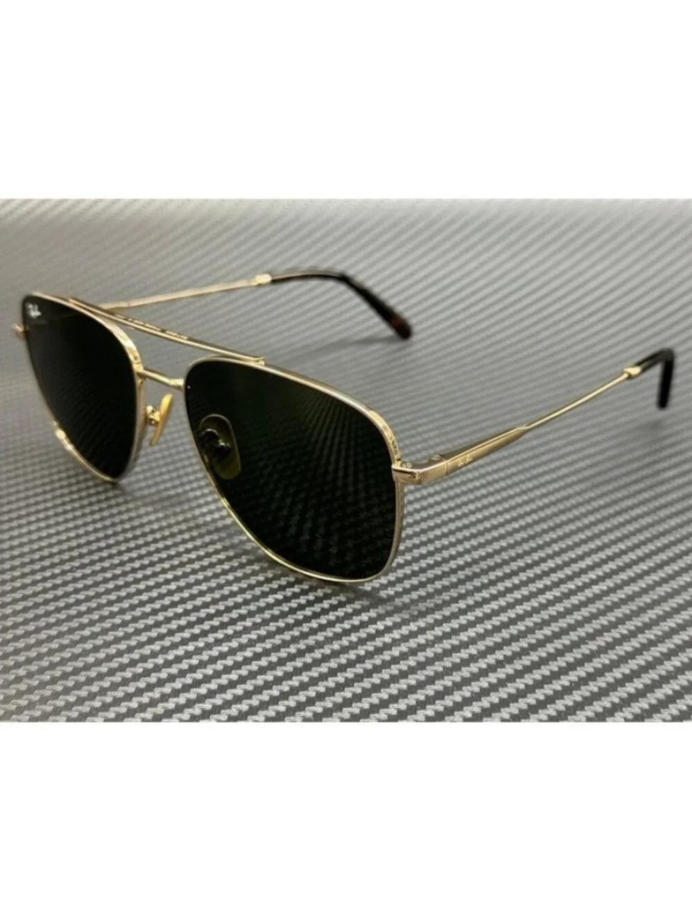 New Ray-Ban Men Arista Gold Sunglasses 59-17-145